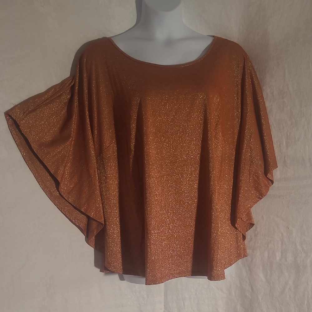 Isaac Mizrahi Copper Glitter Blouse